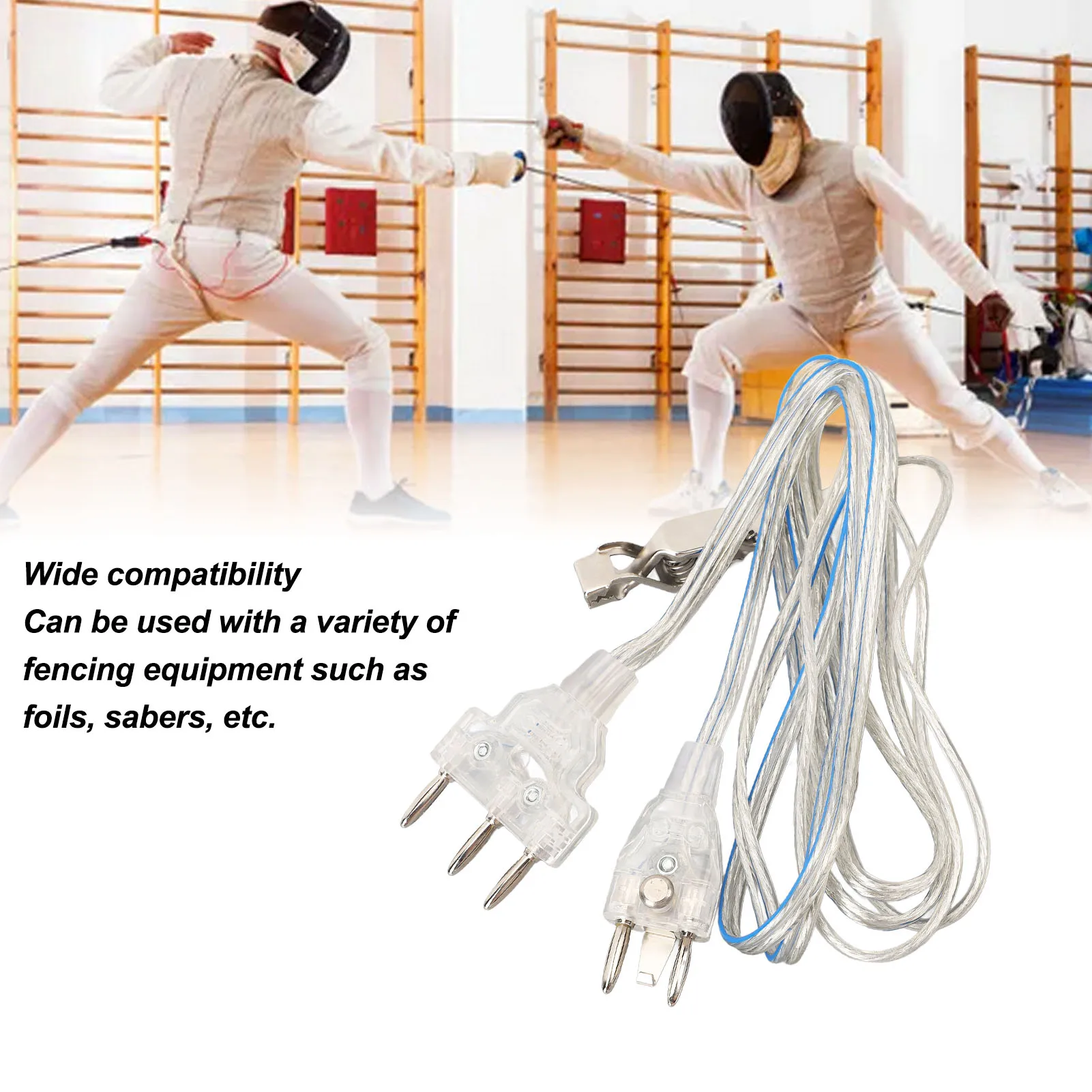 Fencing Saber Foil Epee Body Cord Stainless Steel Plastic Transparent Fencing Head Wire for Competitions Epee Body Cord image 3