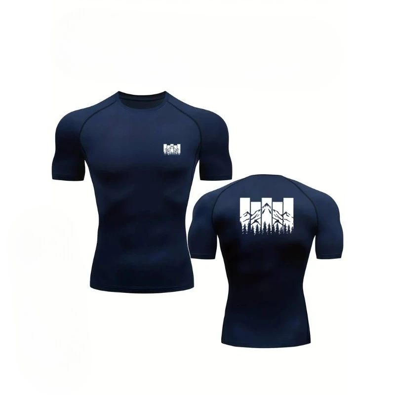 

Men's Bodybuilding Compression Summer O-Neck T-Shirt Gym Fitness Quick Dry Running Fitness Workout Sweatshirt Elastic Slim Top