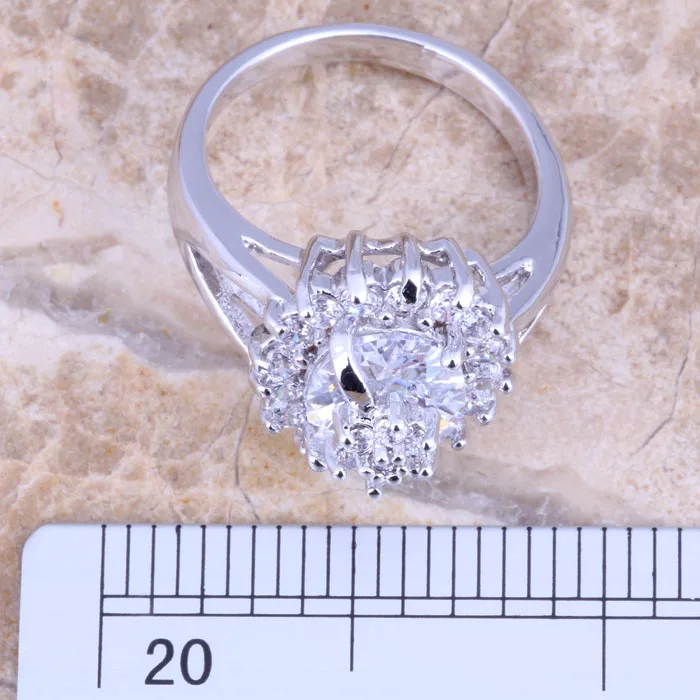 Awesome White Cubic Zirconia Fashion Jewelry Women\'s Flower Jewelry Ring Size 5 / 6 / 7 / 8 / 9 R1177