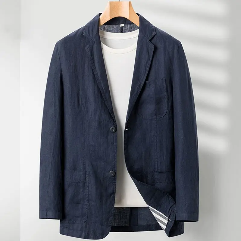 Spring High-End Casual Men's Suit plus Size Business Outerwear Jacket Fashionable Urban Style Long Sleeve round Hem Adult