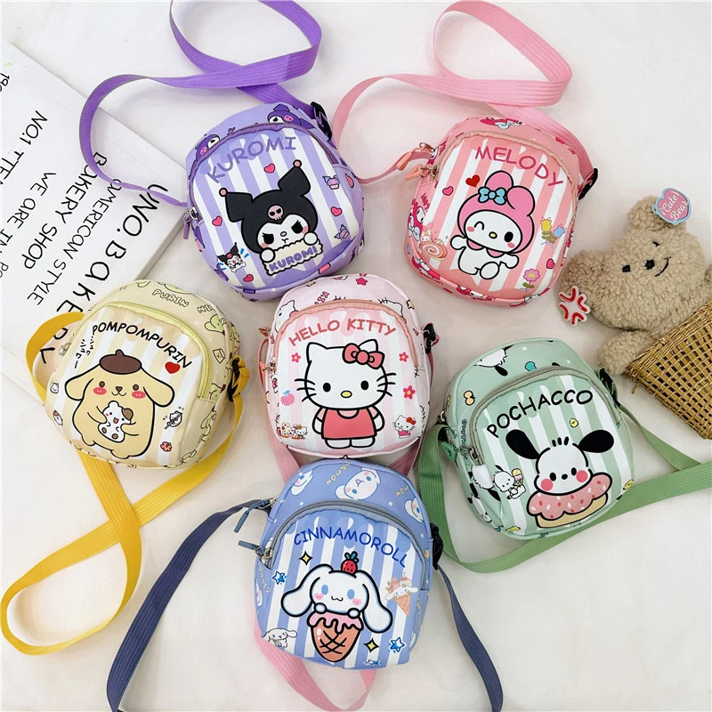 กระเป๋าคาดลำตัวน่ารักสำหรับเด็ก Sanrio กระเป๋าคาดอกกระเป๋าสะพายไหล่กระเป๋าสะพายไหล่ S Cinnamoroll Kuromi