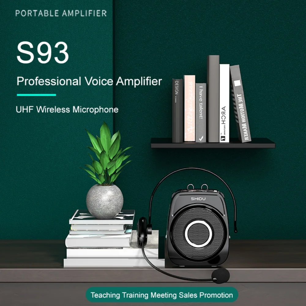 SHIDU S93 20 واط مضخم صوت لاسلكي محمول للمعلم مع ميكروفون UHF حزام مقاوم للماء DSP صوت سمّاعات بلوتوث
