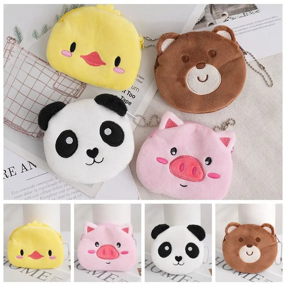 Simpatico cartone animato panda portamonete in peluche orso maiale peluche zero portafoglio pollo borsa per auricolari borsa per cartoni animati da donna