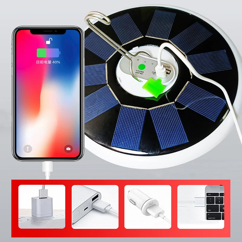 New Solar LED Camping Light Remote Control Tent Lantern for Outdoor Camping Portable Emergency Rechargeable Light for BBQ Hiking