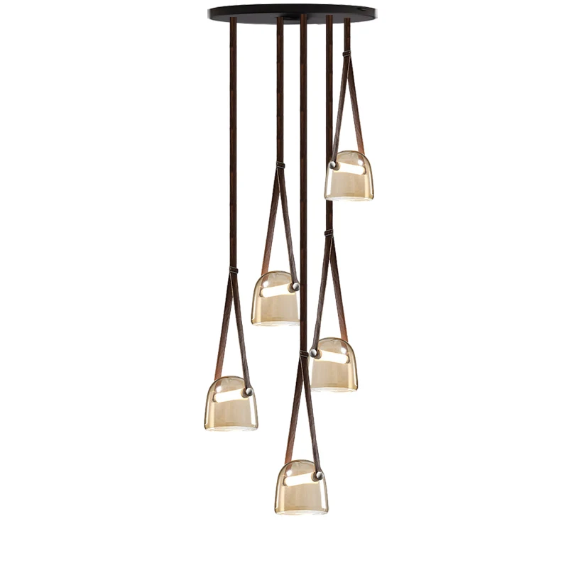

Modern Light Luxury Leather Stained Glass Chandelier, Living Room, Dining Room Indoor ceiling decorative lighting.