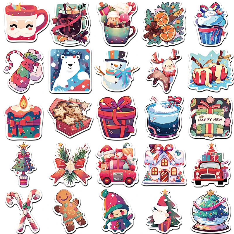 

50PCS Graffiti Sticker Kawaii Cartoon Christmas Art Aesthetic Stickers Pack For Kids Toy Diary Laptop Scrapbook Decoration