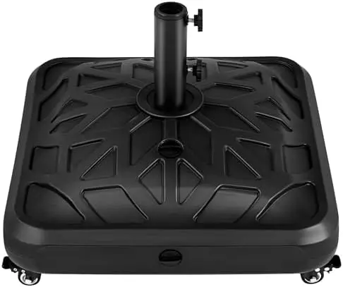 Fillable Mobile Umbrella Base, Heavy Duty Patio Umbrella Pole Holder for Outdoor 4 Wheels, 4 Locks 2 Knobs 123lb