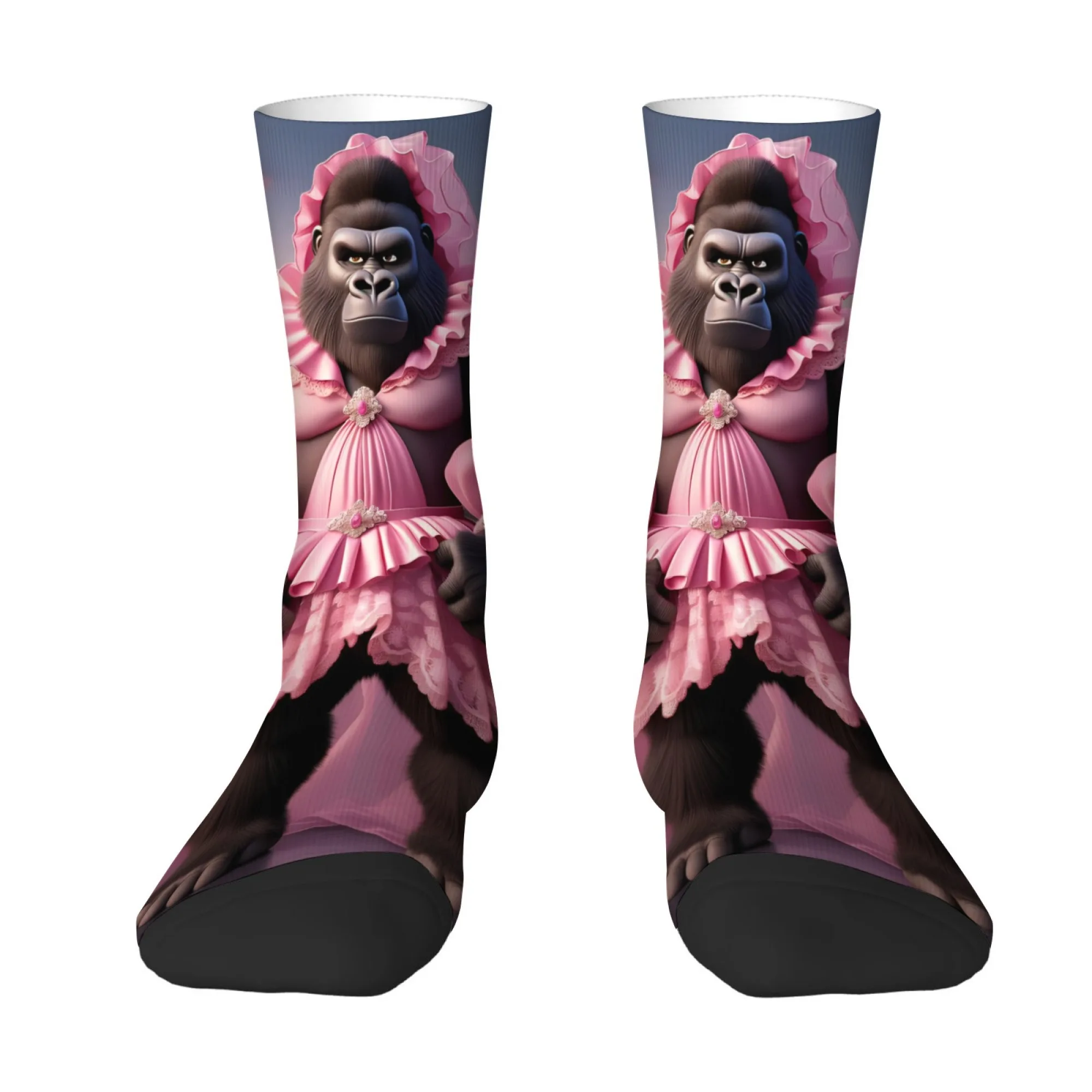 

Pink Skirt with Gorilla-themed Quirky Men's Socks Non-slip Breathable Durable Socks Street Rock Hip-hop Harajuku Fashion Socks
