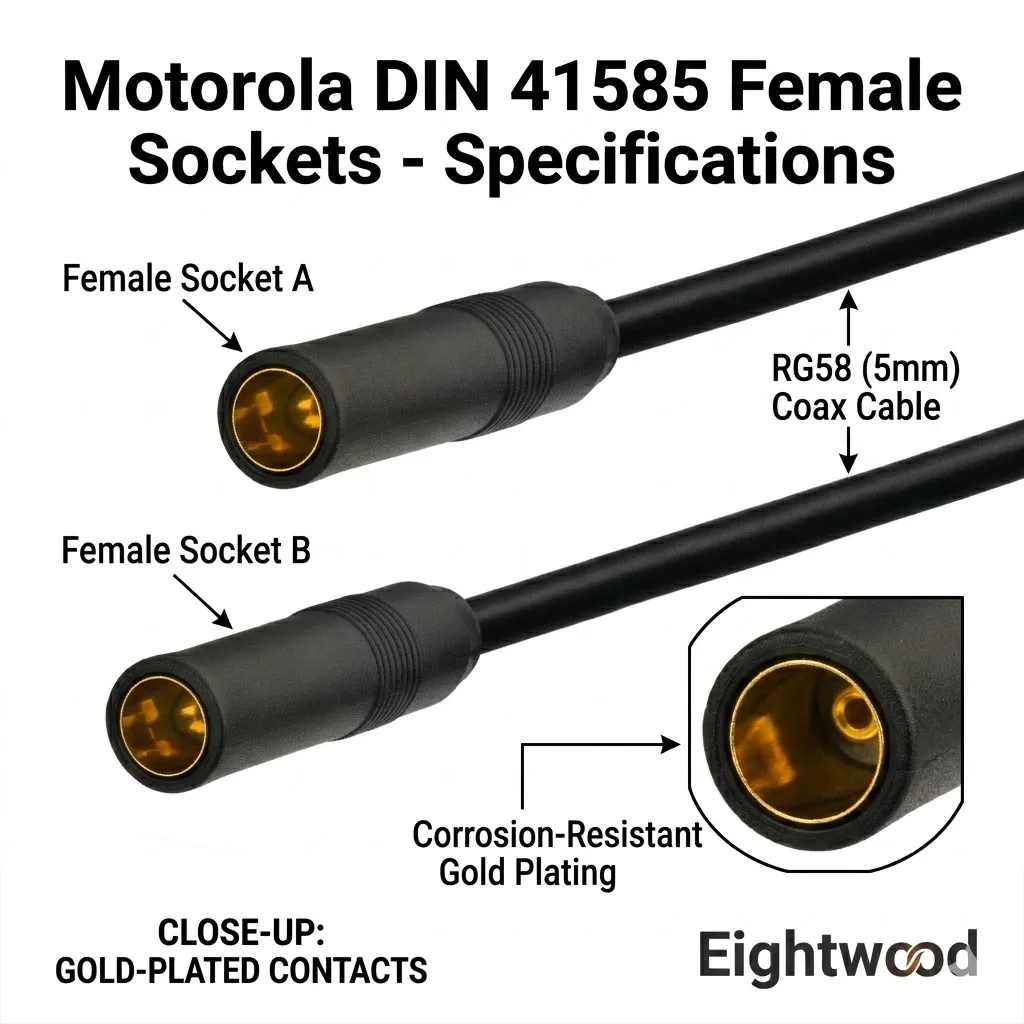 Eightwood DIN 41585 Female Socket Adapter Connectors Car Radio Antenna Aerial Extension Lead Cable for Mazda Customizable