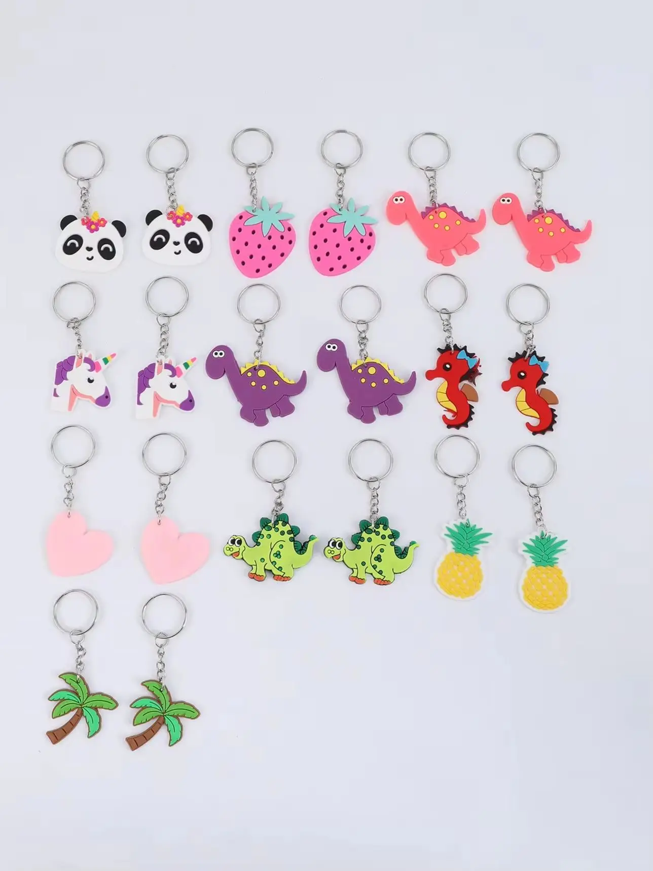 20PCS PVC Cartoon Dinosaurier Wassermelone Herz Schlüsselbund Schlüssel Ring Party Gefälligkeiten Urlaub Liefert Zurück zu Schule Geschenke – Detail 3
