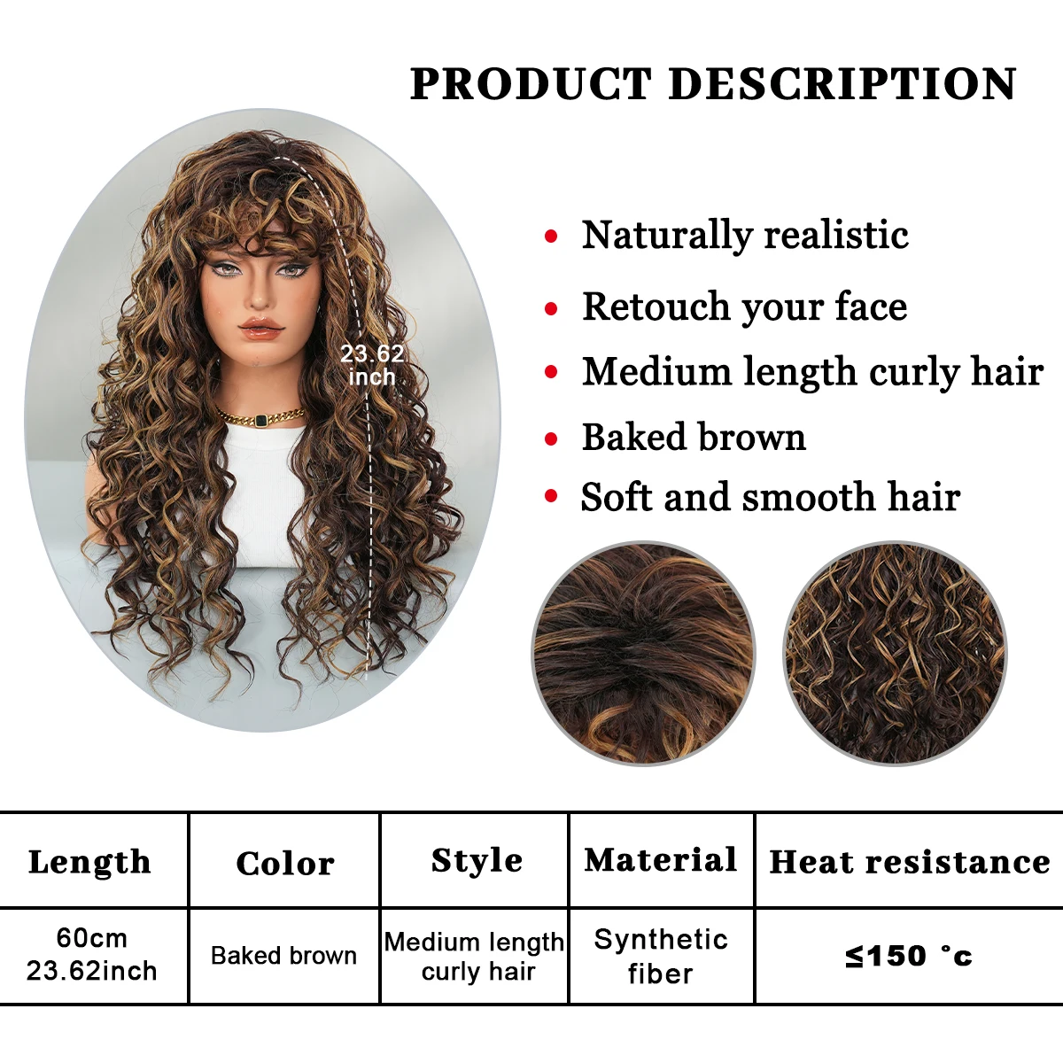 Picture 7: PARK YUN 24 Inch Striking Black Afro Kinetic Wigs, Long Loose Wave Shaped Forehead Included Hairstyle Accessories For Daily