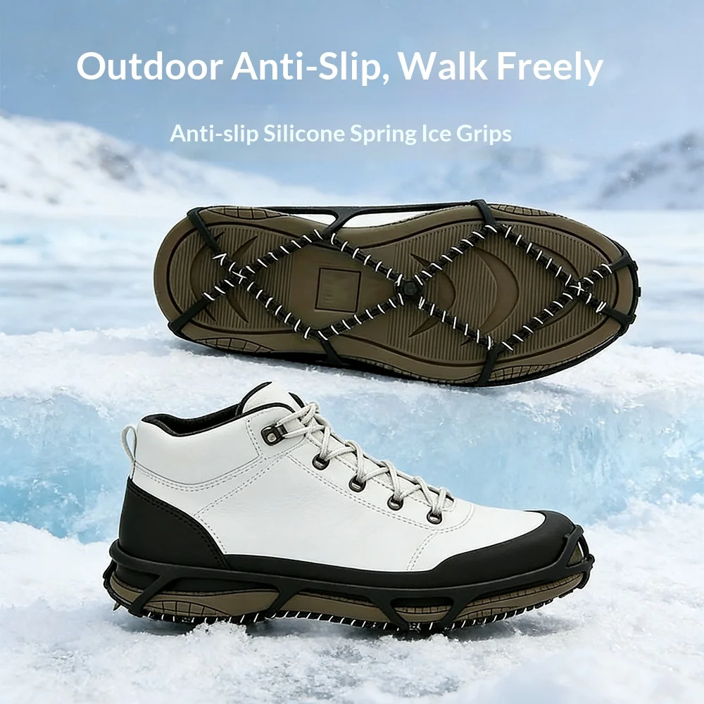 Rutschfeste Schuhüberzug mit Eisenkette, TPE-Steigeisen, Outdoor-Produkte, Schneeschuhe, Schneekette, Angeln, Jagen, Wandern, Joggen, Wandern
