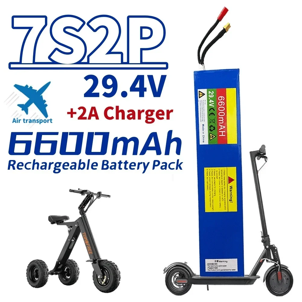 

100% New 7s2p 29.4V 6600mAh Electric Bicycle Scooter Electric Scooter 18650 Battery Lithium-Ion Battery +2A Charger