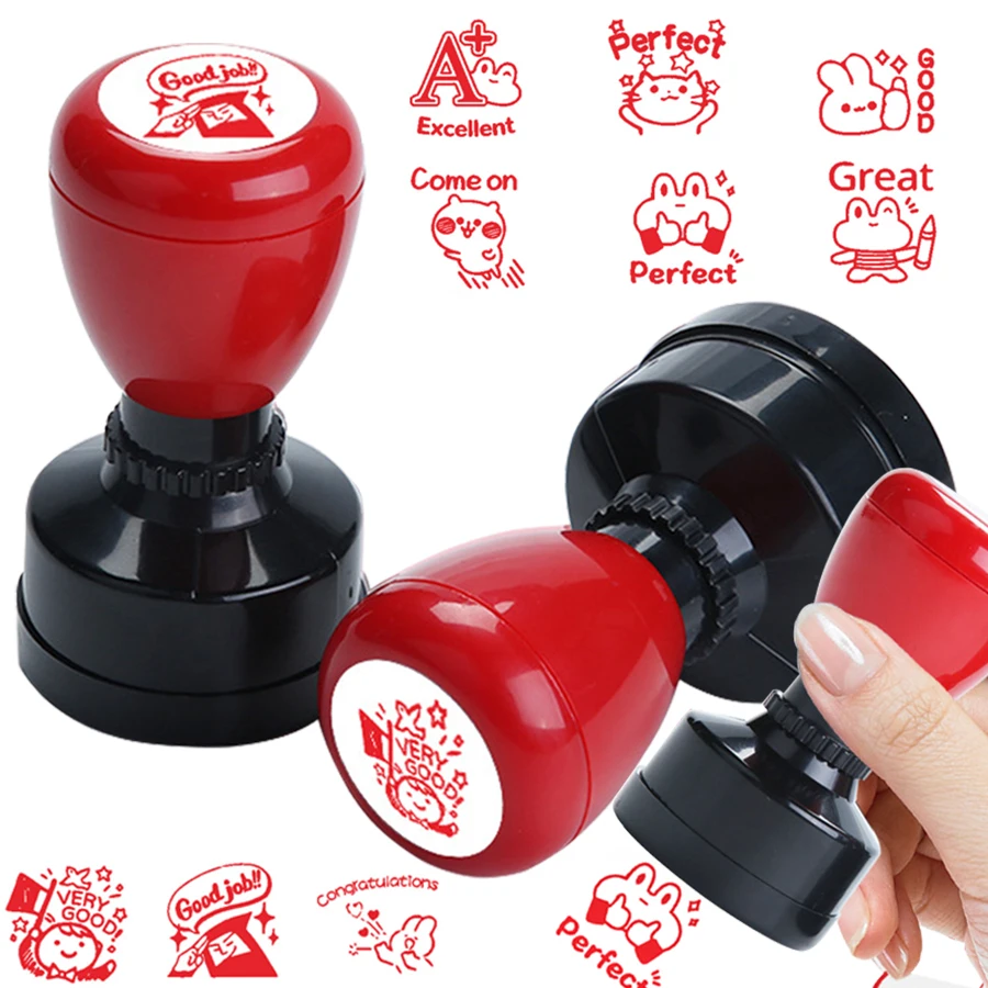 Encourage Comment Hand Stamps without Red Ink Suitable for Student Homework Evaluation Revision Cartoon Emoticon Comment Seal
