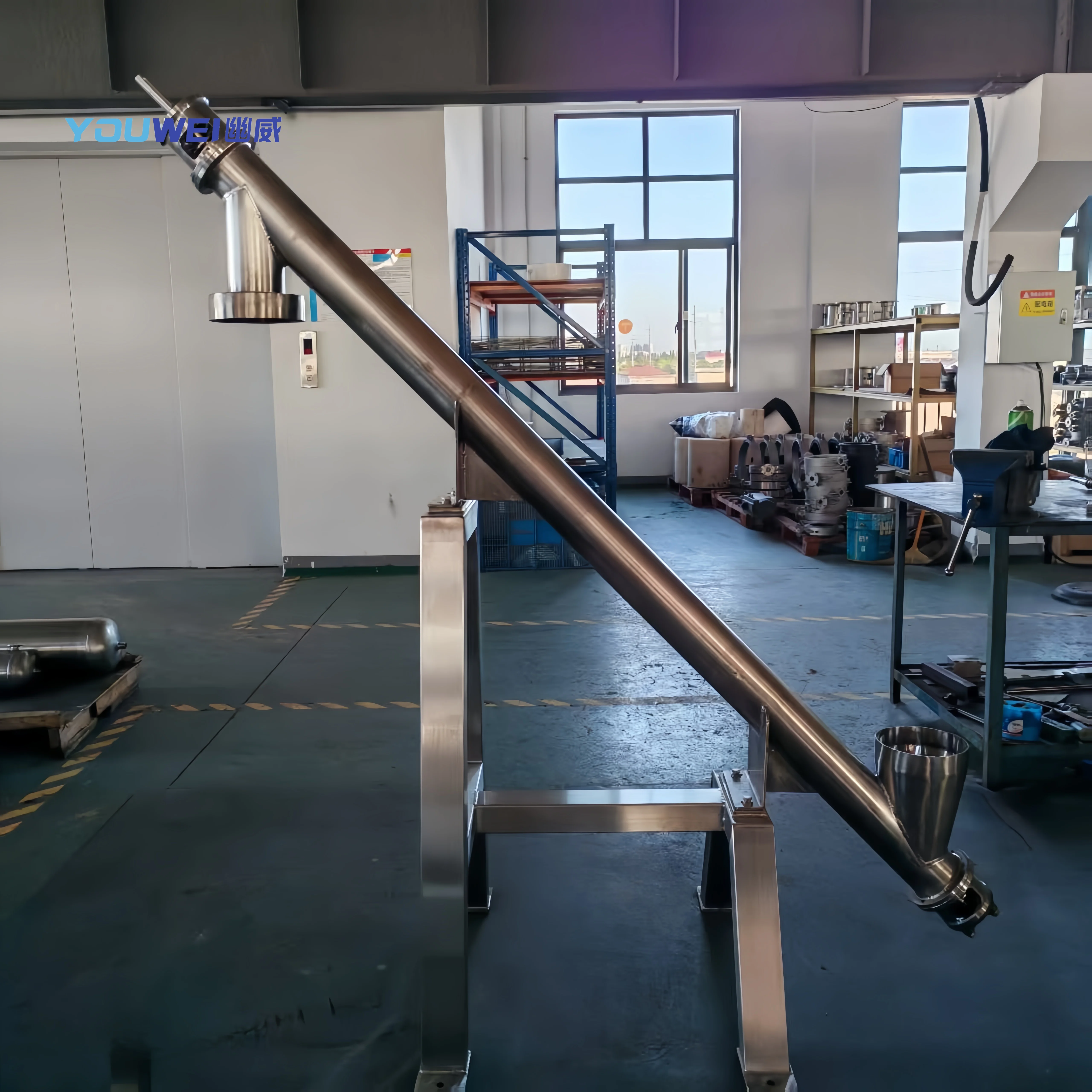 Corrosion-Resistant 316L SS Screw Conveyor PTFE Coating Screw Conveyor for Aggressive Pigment and Dye Powders