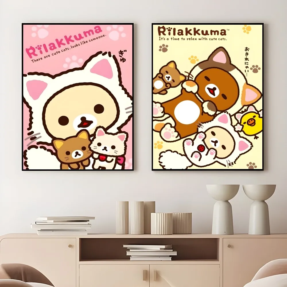 Cute Cartoon Anime Rilakkuma Classic HD 4K Poster Sticky Wall Art Printing Waterproof Home Living Bed Room Bar Aesthetic Decor