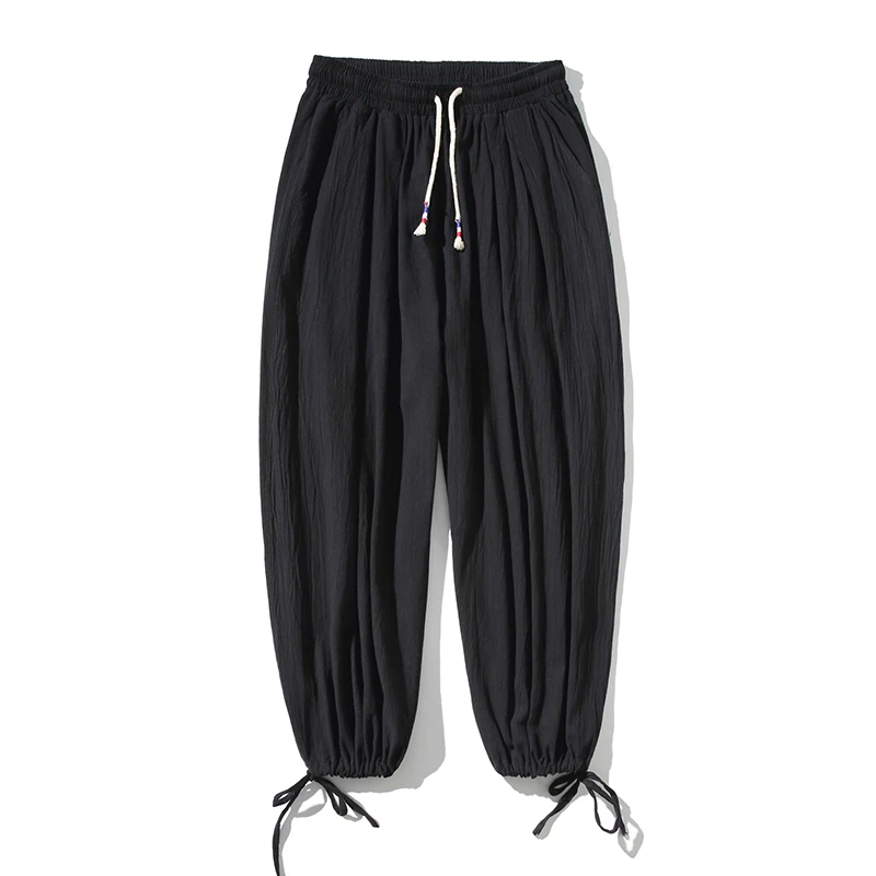 Dropshipping pantaloni Harajuku Harem da uomo 2023 pantaloni da jogging estivi da uomo in cotone e lino pantaloni sportivi da uomo Vintage in stile cinese Fashions