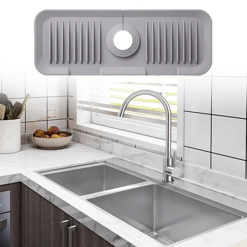 

Faucet Mat for Kitchen Sink | Silicone Sink Splash Guard | Sink Splash Guard Drying Mat Soap Holder for Kitchen Bathroom