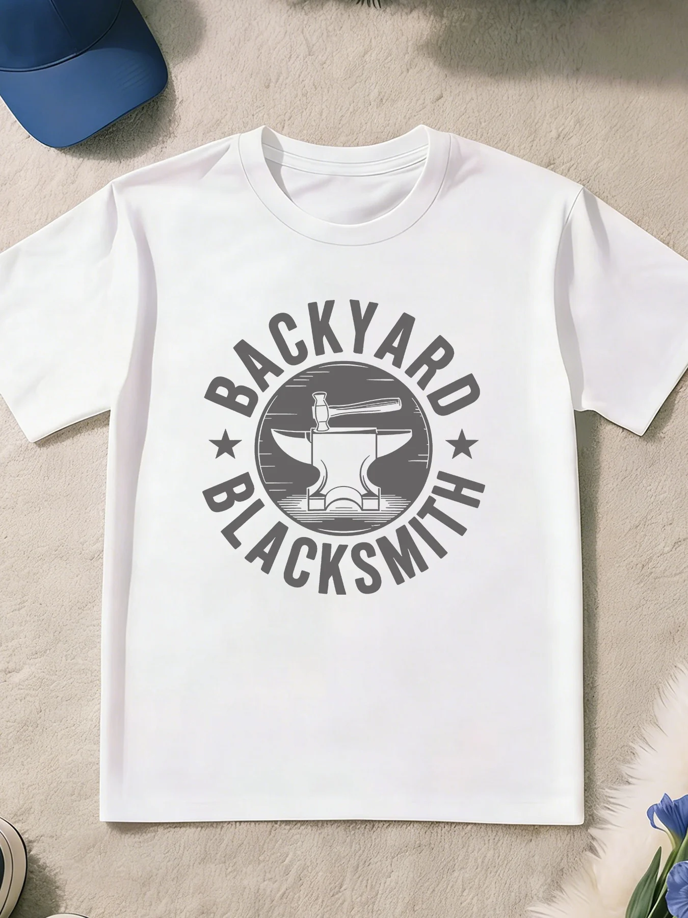 Backyard Blacksmith Anvil Hammer Logo Print T Shirt Boys Girls Workshop Short Sleeve Tee Family Matching Kids Cotton Tops