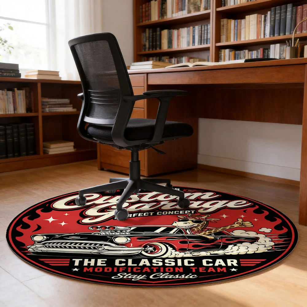 Custom Garage Classic Car Modification Team Automotive Garage Floor Mat for Man Cave Decor