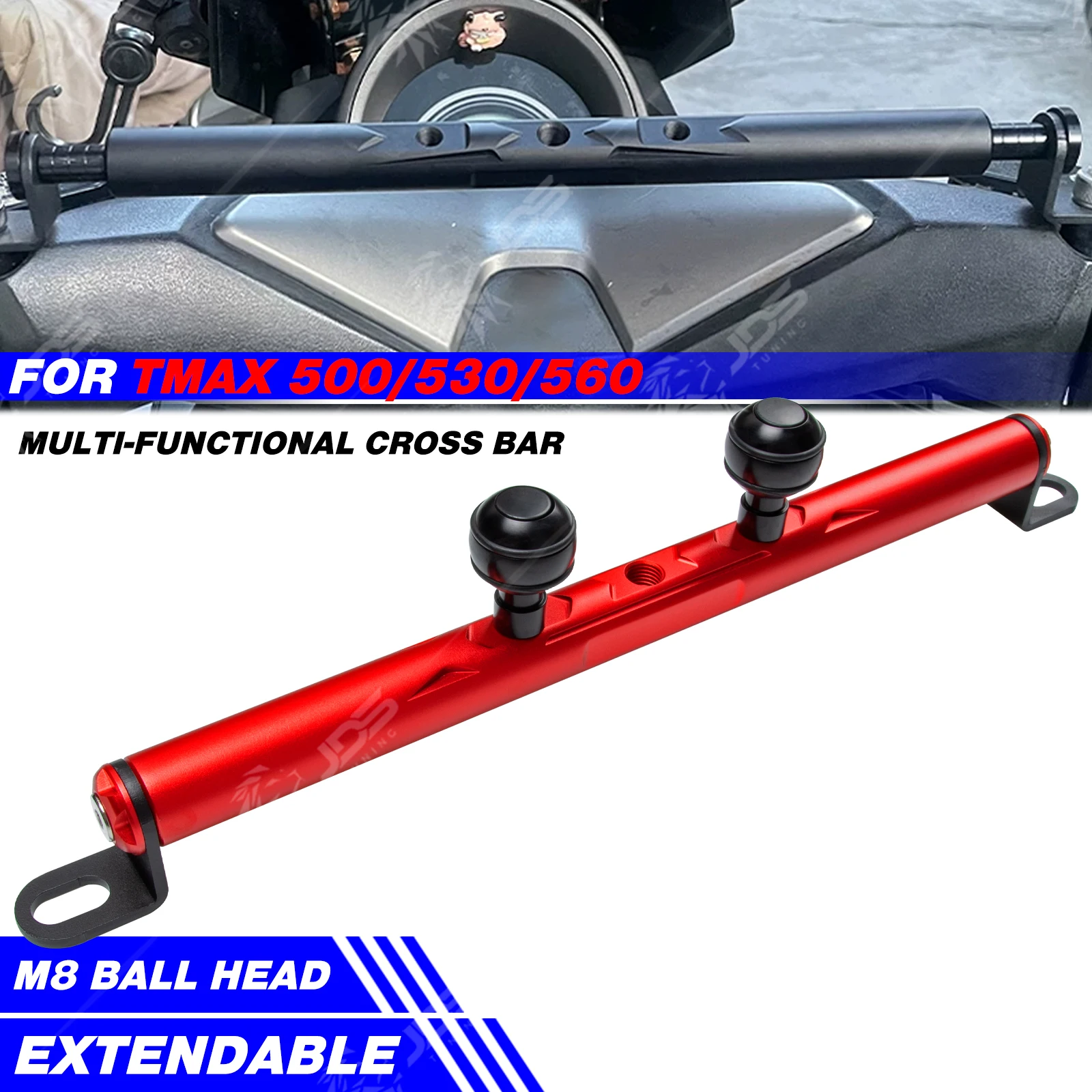 

JDSTUNING For YAMAHA TMAX 500/530/560 Crossbar Balance Beam Multifunction Bar Phone Holder Bracket Accessories Parts