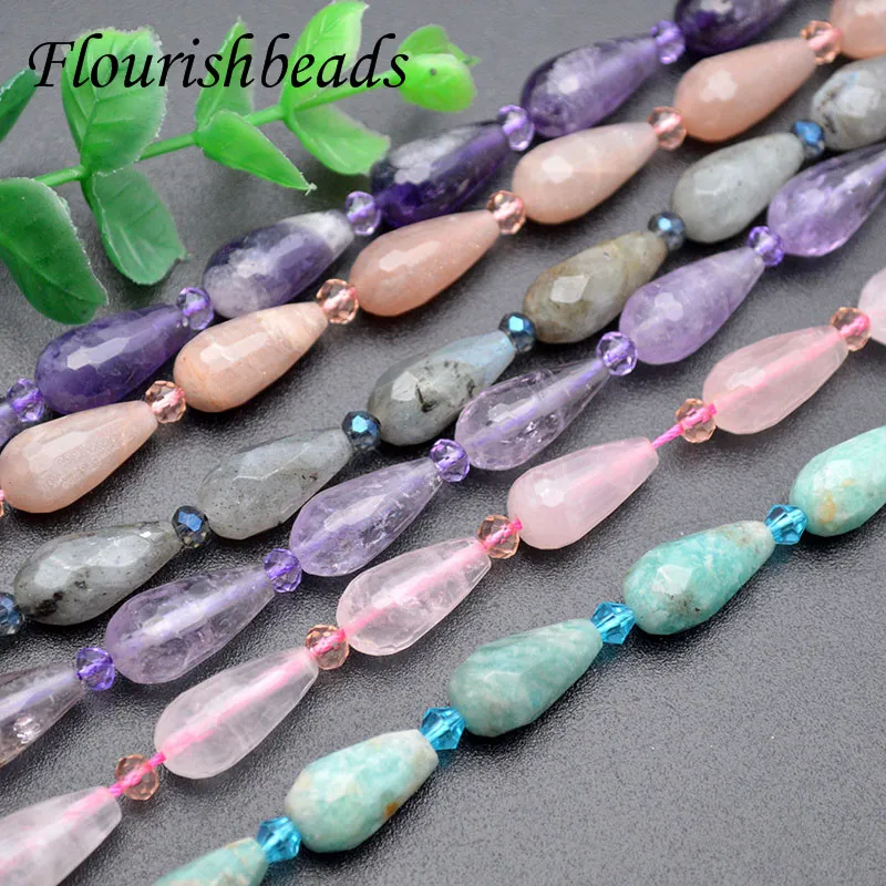 8x16mm Natural Amethyst Labradorite Faceted Drop Stone Loose Spacer Beads for Jewelry Making Diy Bracelet Accessorie 5strand