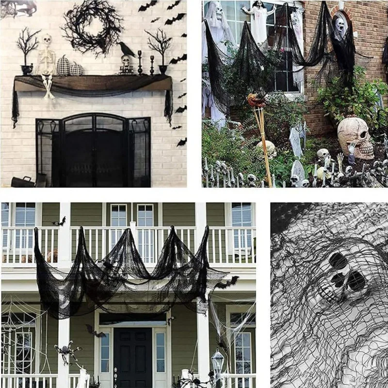 180x76cm Halloween Black Gauze Horror Haunted Houses Decor Black Creepy Cloth Party Home Doorway Wall Gauze Terror Scene Props