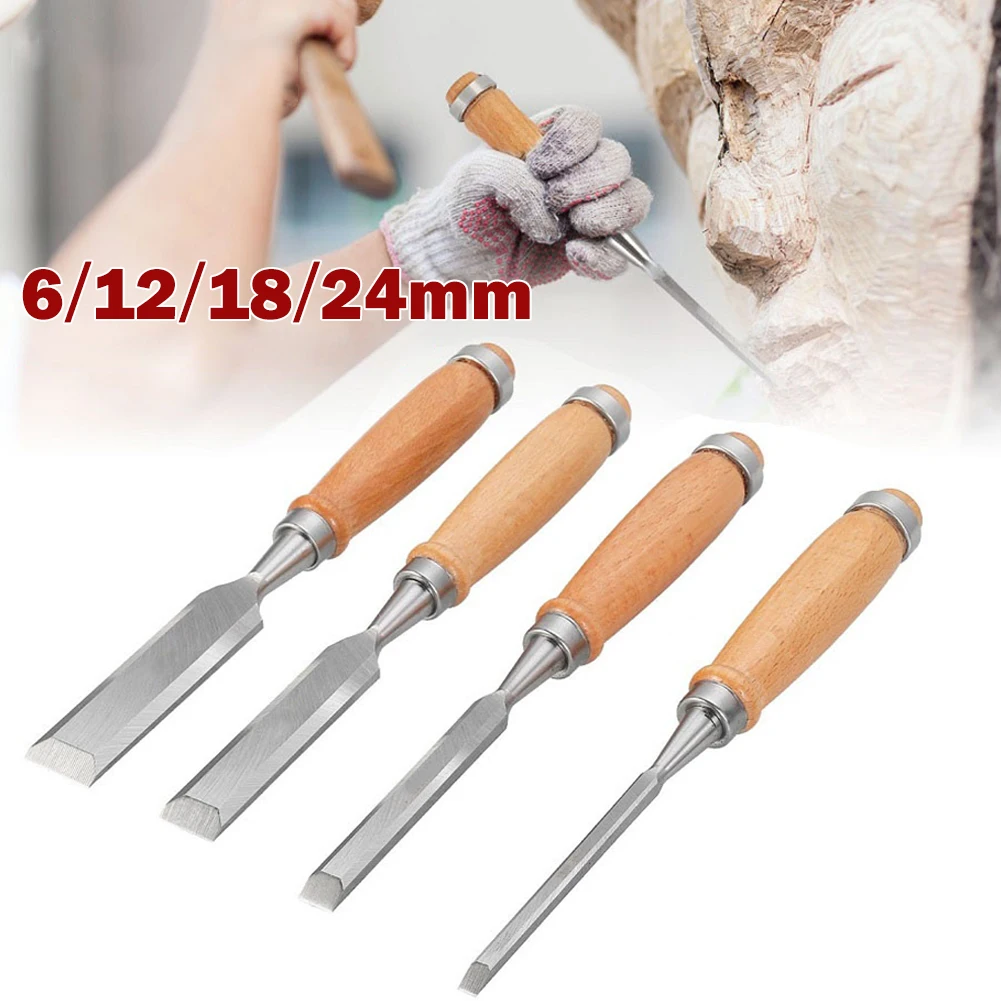 Wood Handle Chisels Woodworking 6/12/18/24mm Multi-function Carving Cutter For Woodcut Working Carpenter DIY Gadget Craft Tool