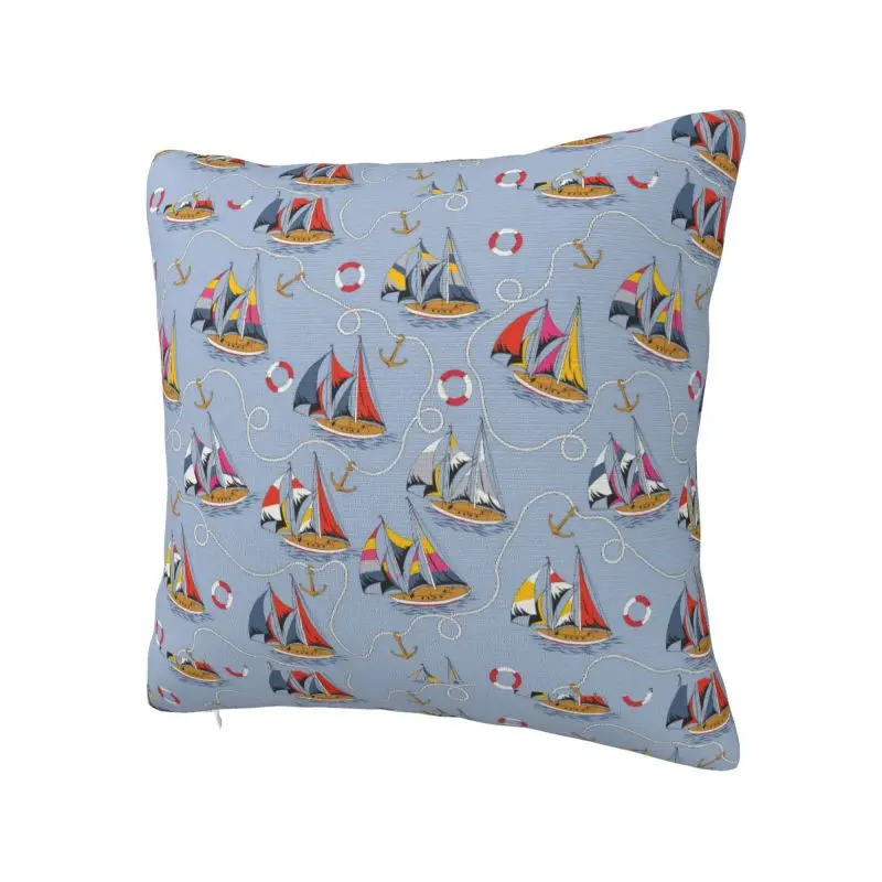 Custom Sailing Ship Cushion Cover  Nautical Sailors Square Floor Pillow Case for Living Room Pillowcase Home Decoration