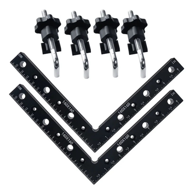 

Classy-Woodworking Adjustable Corner Clamping Ruler Aluminium Right Angle Clamp L-Shaped Auxiliary Fixture Positioner Clip-6PC D