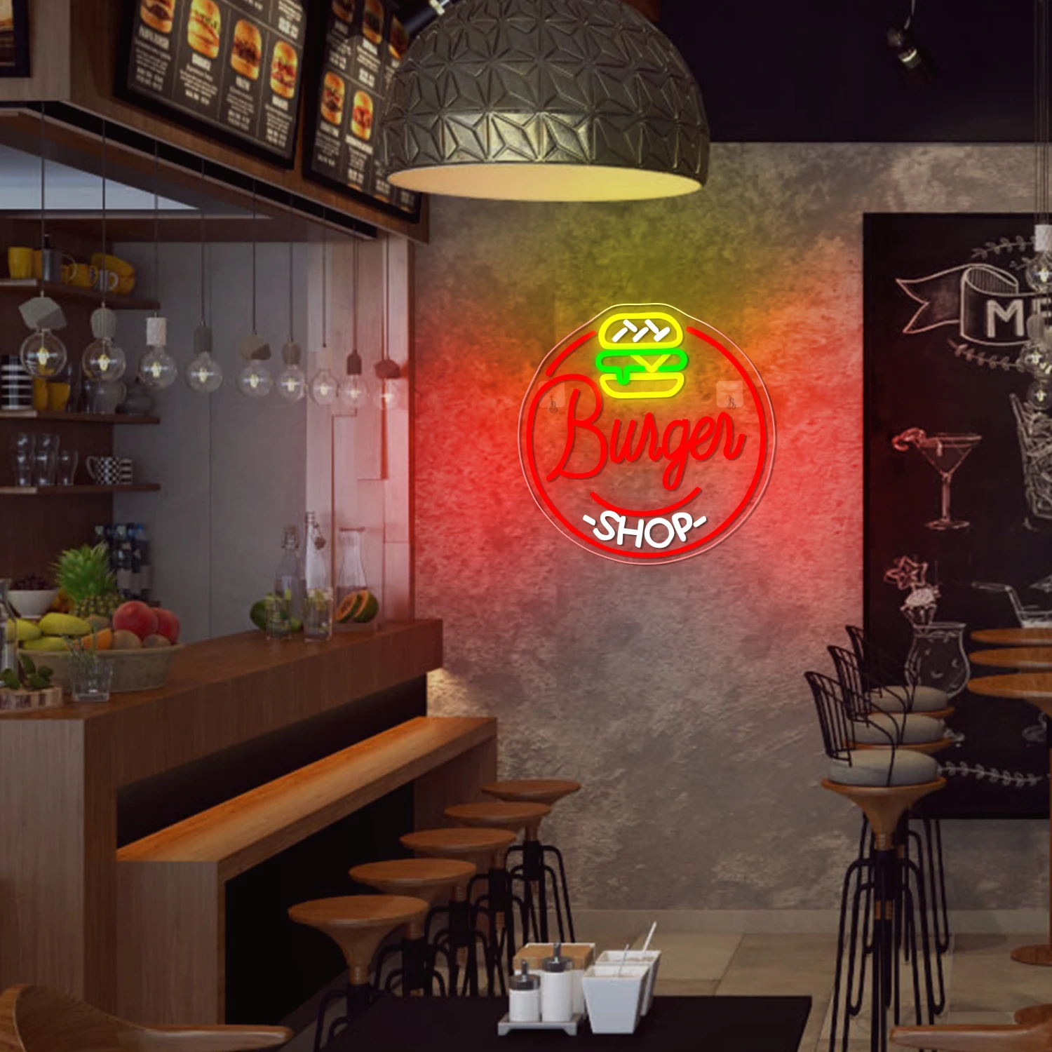 Burger Shop Neon Sign For Wall Decor Hamburger Business Signs Art Room Decoration For Fast Food Shop Restaurant Hotel Led Lights