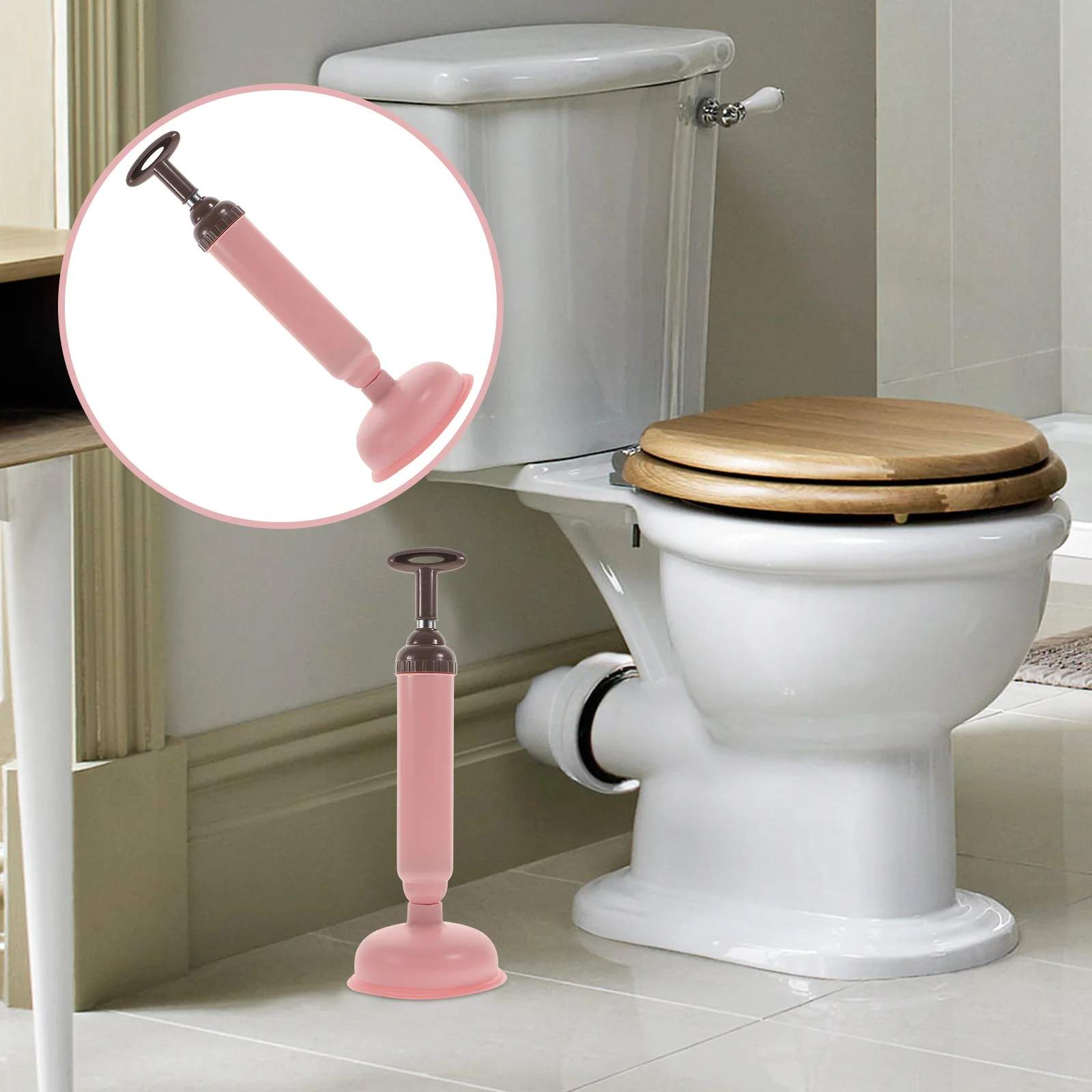 

High Pressure Toilet Plunger with Holder Powerful Bathroom Sink Unclogger Tool for Home Use Toilet Plunger with Holder