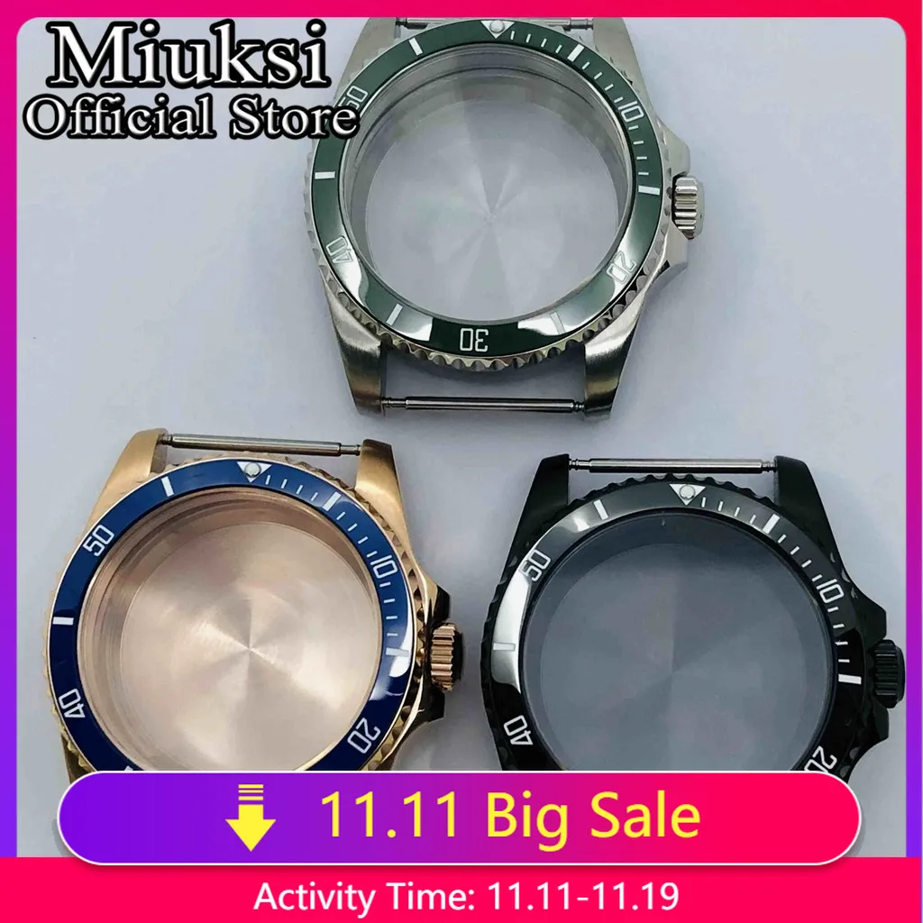 

Miuksi 36mm silver black rose gold sterile watch case sapphire glass fit NH35 NH36 ETA2824 2836 Miyota8215 DG2813 3804 movement