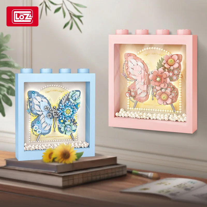 LOZ Creative Butterfly Model Building Blocks Sets With Picture Frames DIY Assembly Brick Home Decor Toys for Girl Kids Gifts