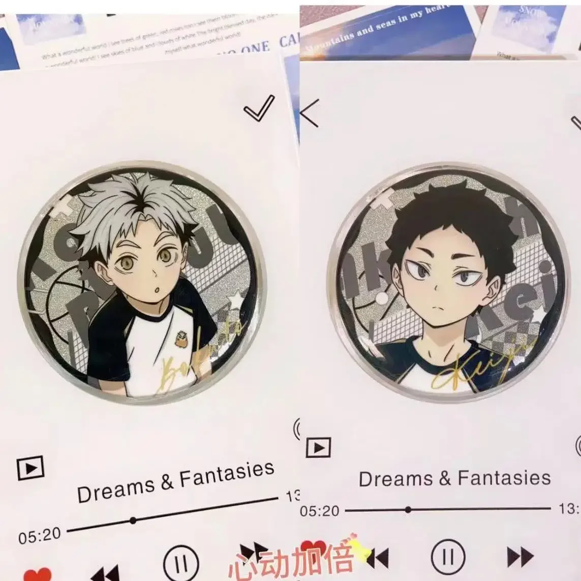 

Anime Haikyuu!! Kotaro Bokuto Akaashi Keiji Cosplay cute Tinplate Badge Brooch Backpack decoration Pendant Birthday Xmas Gift