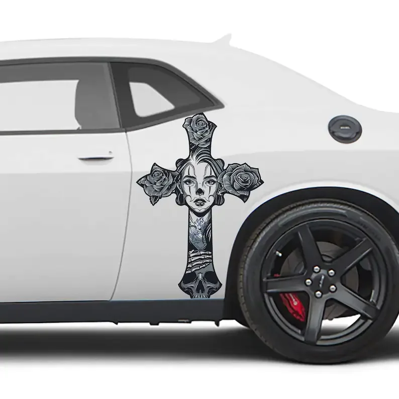 

Chicano Cross Car Decal Livery 2 Piece Set Limited Edition Exclusively Designed In-house And Printed On Premium Vinyl Decorate