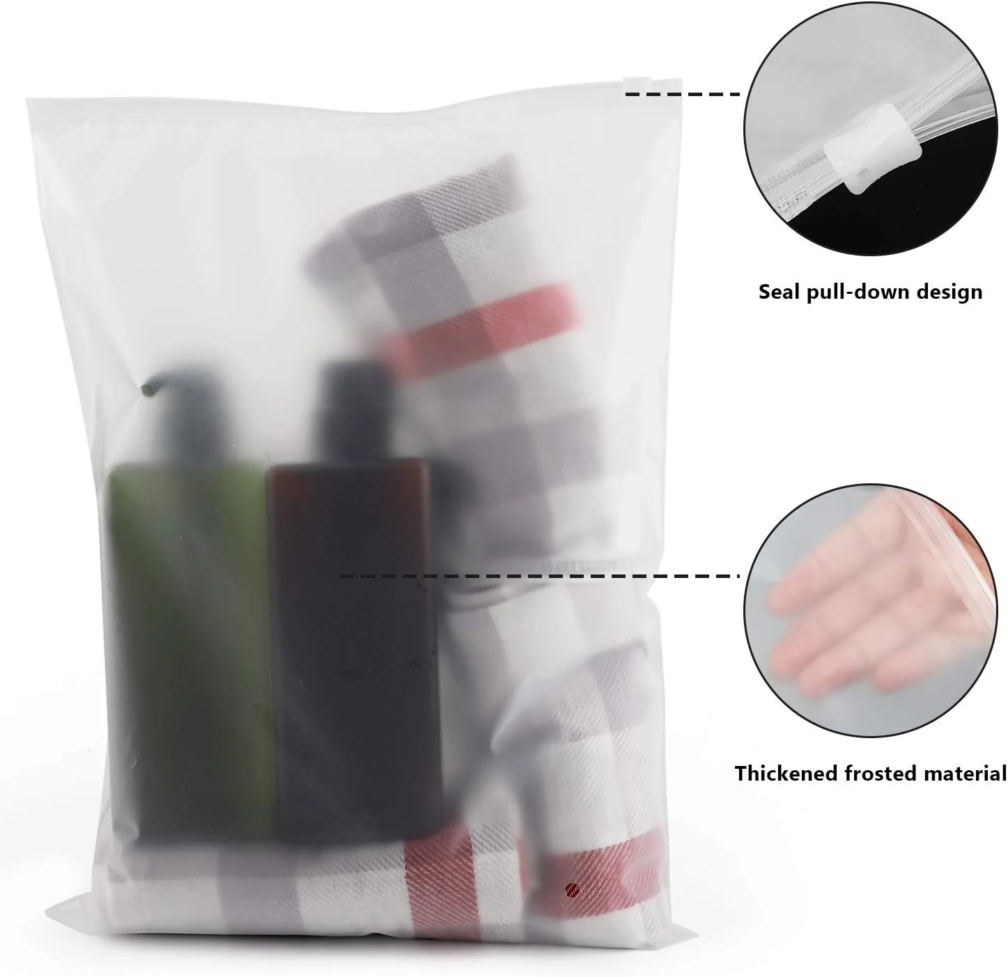 10pcs Packaging Bags CPE Frosted Zip Lock Bags Self Sealing Clear Garment Bags for T-Shirts, Shirts, Files