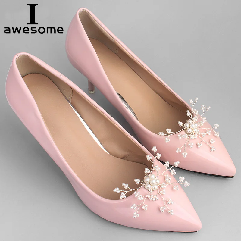 

1 Pair Handmade Metal Beading Decorative Shoe Clips Charm Elegant Flower New Fashion Wedding Shoes Decorations Accessories