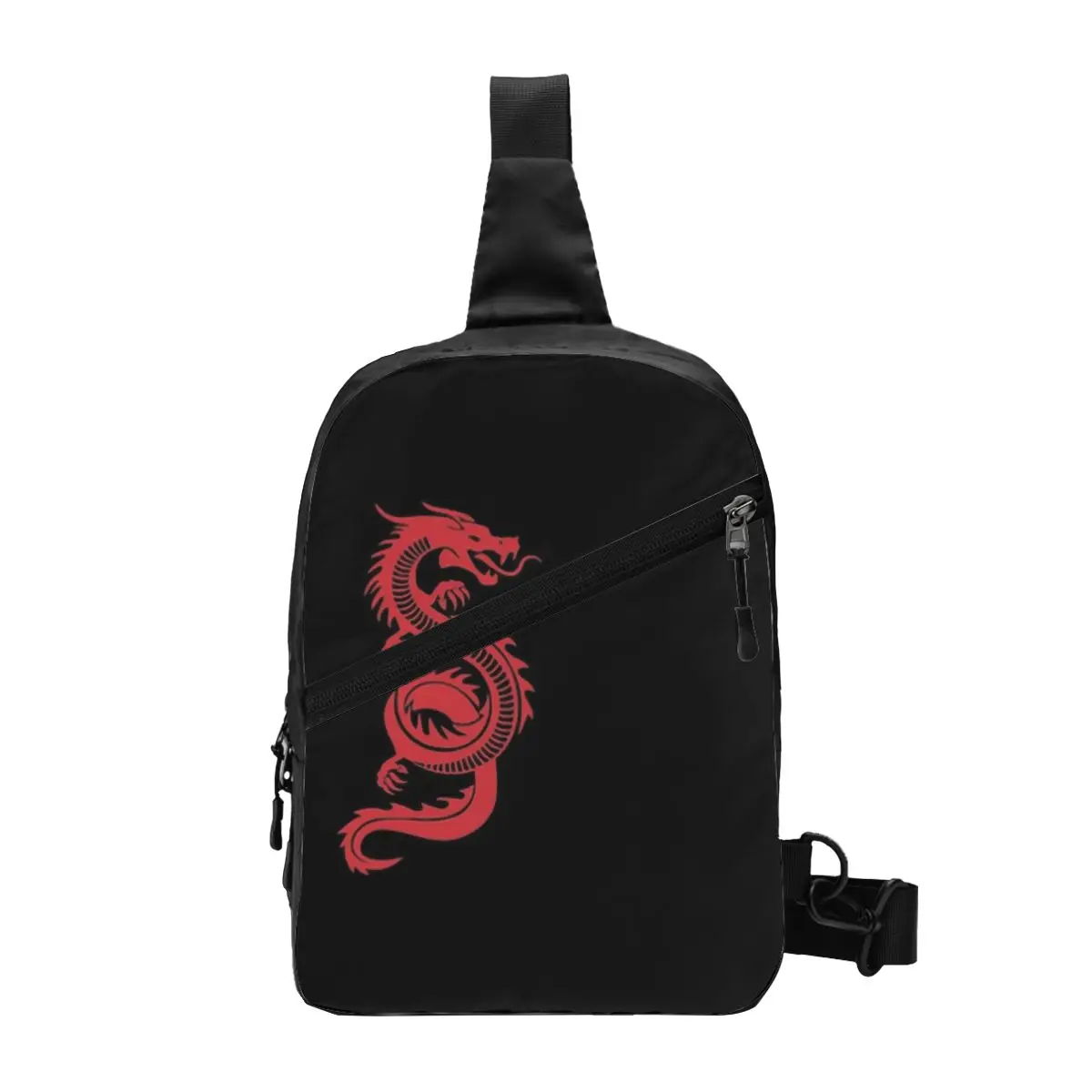 

Red Chinese Dragon Sling Chest Bag Customized Oriental Mythical Monster Shoulder Crossbody Backpack Men Cycling Camping Daypack