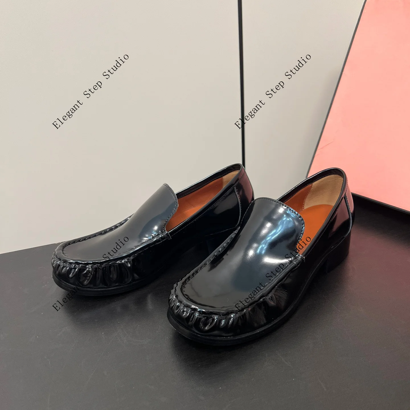 

Women's Shoes Leather Loafers Wrinkled Cowhide