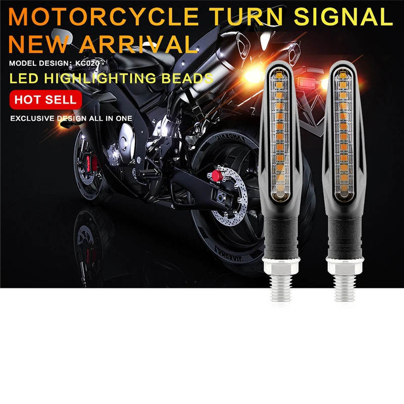 2PCS Universal LED Motorcycle Turn Signal Light 12v IP68 Waterproof Amber Flasher Indicator Blinker Rear Lights Lamp Accessories