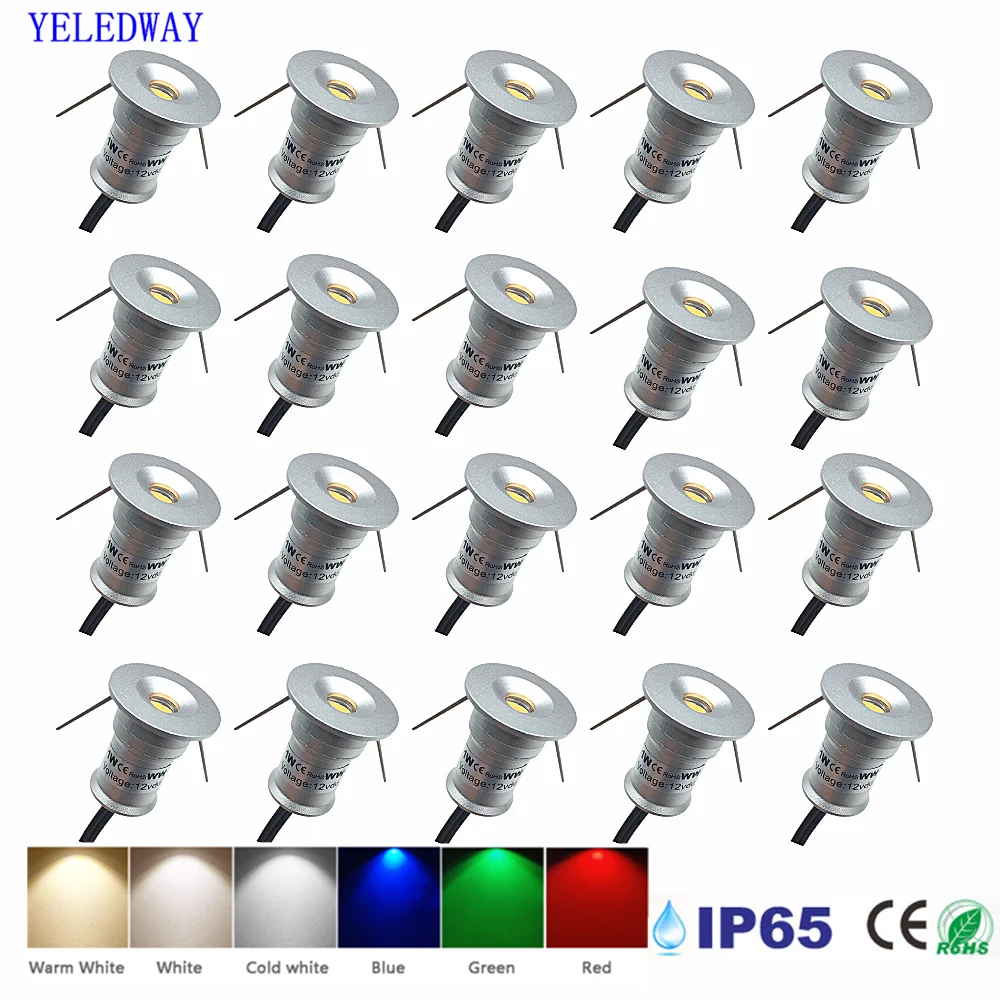 Spot lumineux LED encastrable pour le plafond, conforme à la norme IP65, 1W, éclairage d'extérieur, lumière à intensité réglable, idéal pour une cuisine, un Cisco ou des escaliers, DC 12/24V