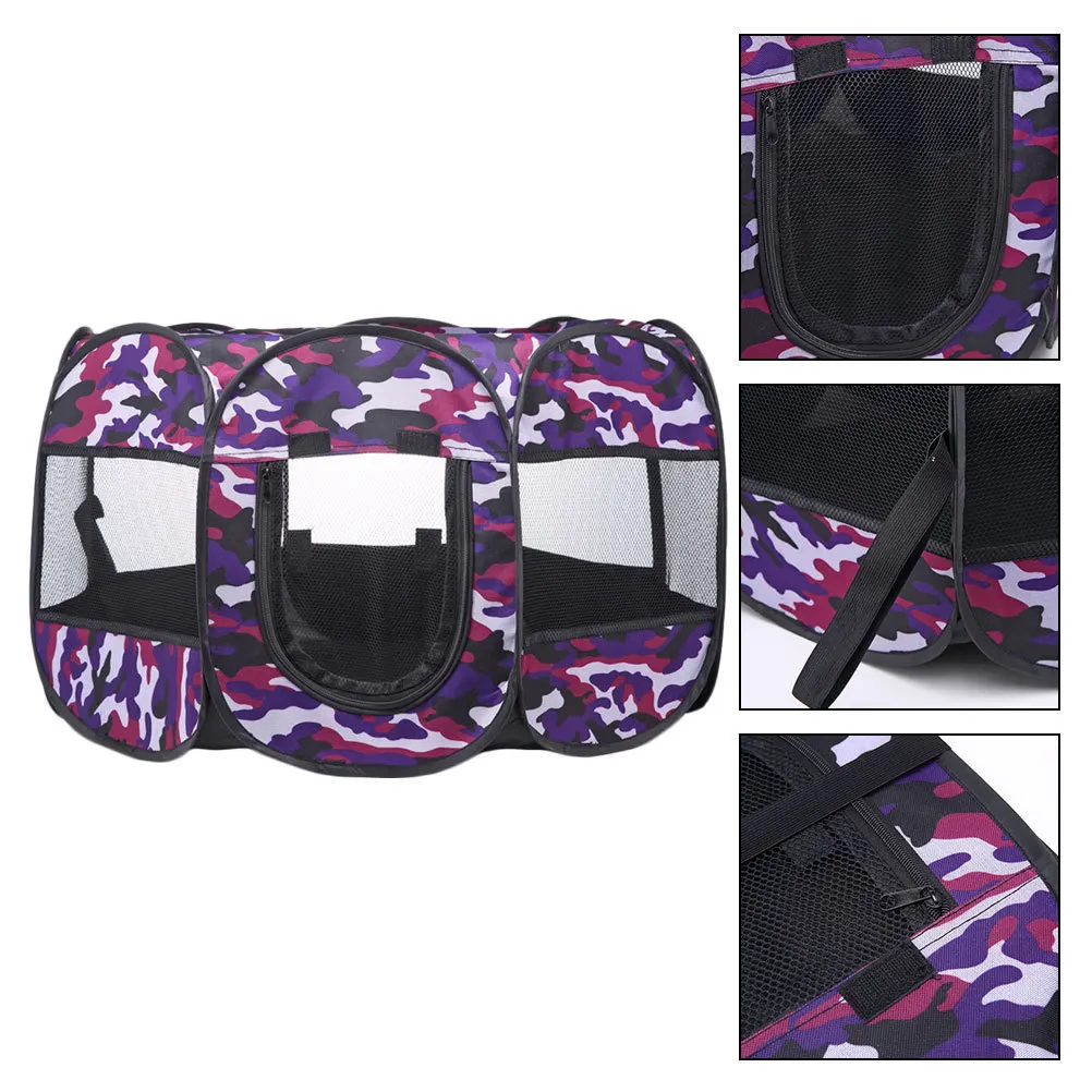 Tienda portátil plegable para mascotas, tienda octogonal para interiores y exteriores, tela Oxford duradera impermeable, suministros para mascotas, Color púrpura