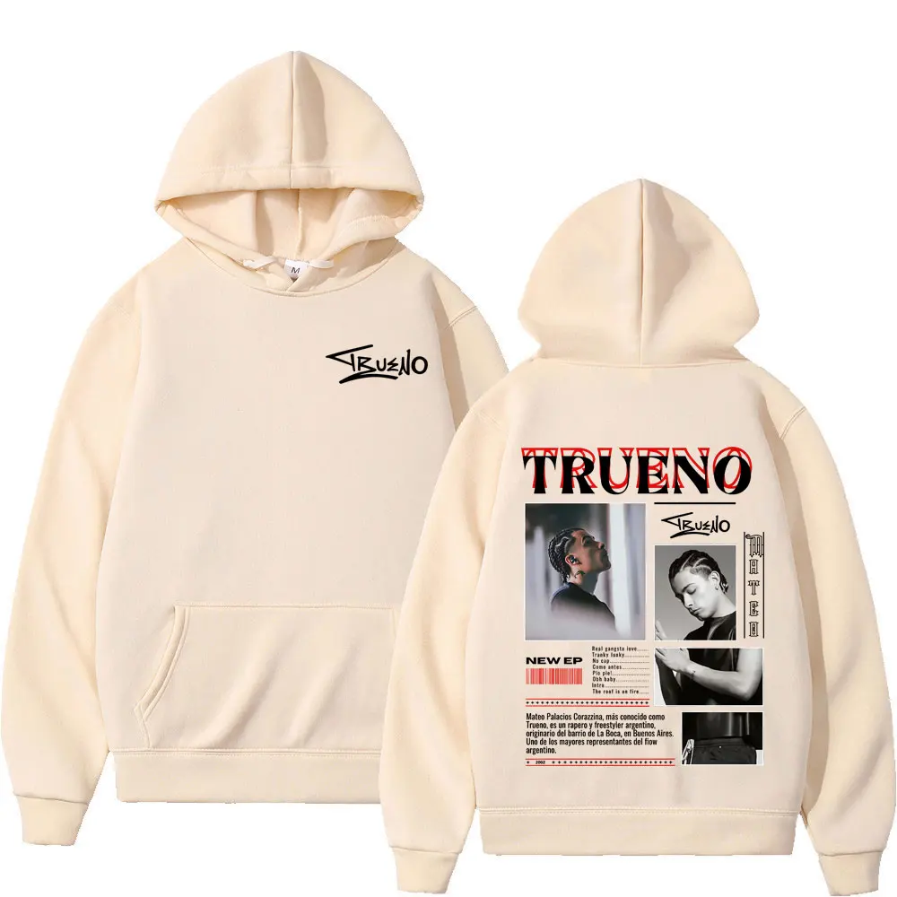 Raper Trueno Album Tour 2025 Gotycka Punkowa Bluza z Kapturem Zimowa Długi Rękaw Gruba Hip-hopowa Bluza Pulower Męska Damska Vintage Bluzy z Kapturem