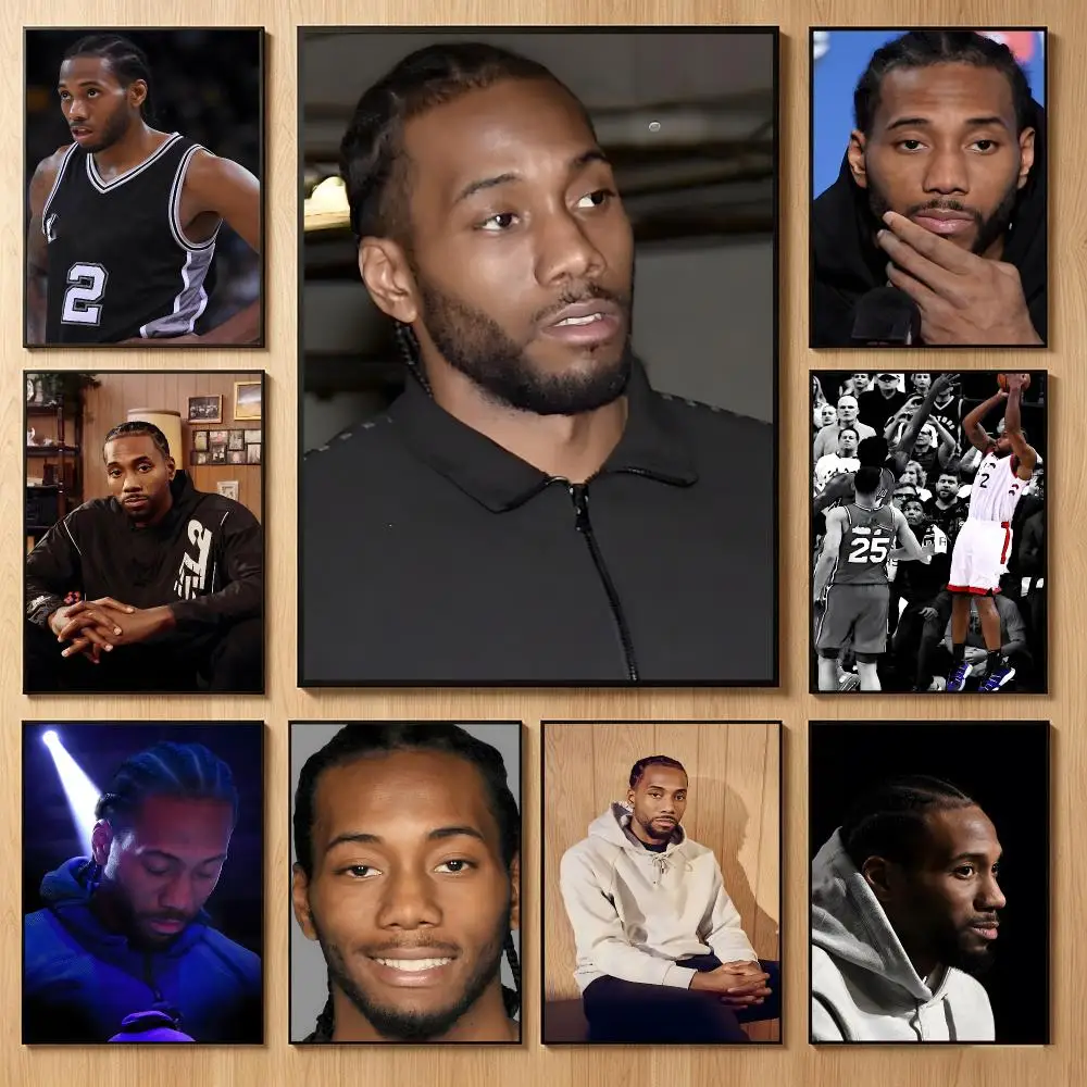 Athletic Player Kawhi Leonard Poster Classic Self-Adhesive PP Wall Sticker for Living Room Bar Decor Gift