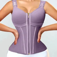 Chaleco morado Faja colombiana entrenador de cintura de alta compresión con cremallera adelgazante Control de barriga Shapewear Body Shaper Corset