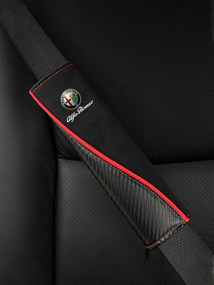 2Pcs Car Seat Belt Cover Shoulder Pad For Alfa Romeo Giulia Stelvio Giulietta 156 159 147 Mito Tonale Brera Dis Auto Accessories