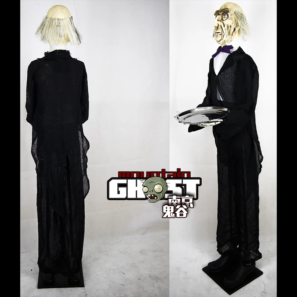 Halloween Props Electric Sensor End Plate Old Man Butler Ghost Standing Gege Witch Mall Haunted House Decoration