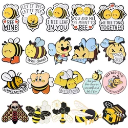 Cute Lovers Bee Enamel Brooch We Bee Tong Togethes Singing Animal Metal Badge Punk Bee Mine Honeycomb Lapel Pins Jewelry Gifts