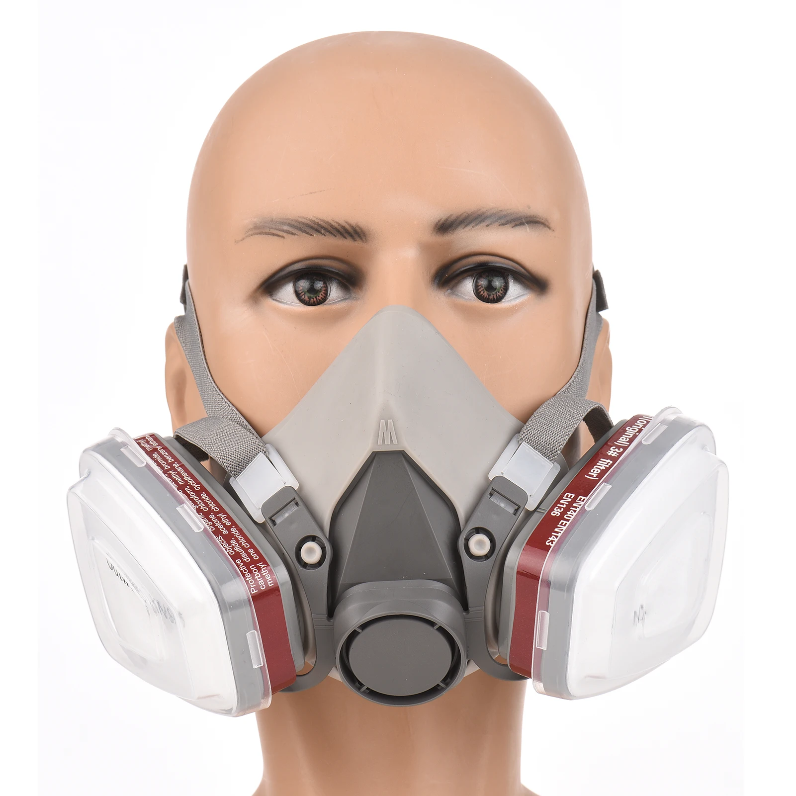 Reusable Respirator Half Facepiece 6200 Gas Mask Breathing Protection Respirators with Safety Goggles for Painting Organic Vapor